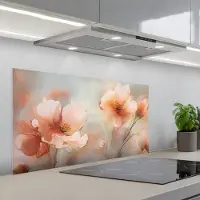 KitchenYeah Spatscherm 100x50 cm - Zelfklevende achterwand Bloemen - Pastel - Kunst - Klaprozen - Watercolor - Keuken muurbeschermer - Spatwand fornuis
