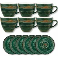 Wilmax Espresso Kop 75ml & Schotel 11cm Groen Porselein 6 stuks