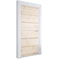 Wallfluent Deursticker - Lichte houten planken Deurposter - 95 x 205 cm - Beige Deur Sticker - Moderne Deur Sticker - Imitatietextuur Deurfolie - Deursticker voor de Badkamer - Deurbehang