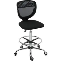 OKWISH Vergaderstoelen - Verstelbare Bureaustoel Met Hoog Bürostuhldesign - Ergonomisch, Met Voetring Voor Thuiswerk - 59×59×126 cm - Polyester - Zwart