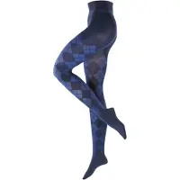 Burlington Elegant Essence gedessineerd katoen panty dames blauw - maat 42-44
