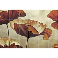 Wallfluent Tegelstickers - Artistieke Bloemcomposities Tegelfolie - Set van 24 stuks 15 x 15 cm - Bruin Tegelstickers Keuken - Mozaïek Bloemen en Planten Tegelstickers WC