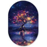 MuchoWow Muurovaal 60x90 cm - Ovale wanddecoratie Kosmisch - lichtboom - Kerst - Kleurrijk - Ovalen schilderij - Muurdecoratie woonkamer - Kamer decoratie - Schilderijen - Wandcirkel
