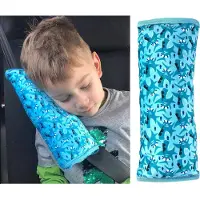 HECKBO auto slaapkussen voor kinderen - machine wasbaar - zacht autogordelkussen, gordelbeschermer, gordelkussen, autokussen, reiskussen, vakantie - 30x12cm (Haai)