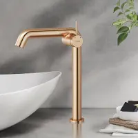 Emke Wastafelkraan - Waterbesparend Mengkraan - Incl. Aansluitingen - Hoge Uitloop 26cm - Roségoud