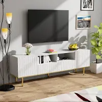 OKWISH TV-kasten 165x36x55 cm - TV meubel Met Opbergruimte - 2 Deuren En 2 Lades - Modern Design - Televisieaccessoires - Hout - Wit