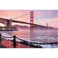 Wallfluent Tegelstickers - Een Brug In Het Westelijke Landschap Plakfolie Tegels - Set van 24 stuks 10 x 10 cm - Rood Tegelstickers Keuken - Mozaïek Landschappen Tegelstickers Badkamer