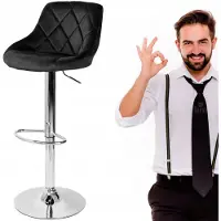 EHokery Draaibare Barstoel CYDRO Zwart Velvet - Verstelbaar & Comfortabel