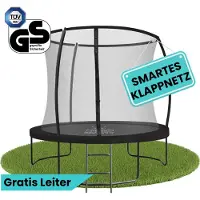 Zero Gravity trampoline Ø 244 cm – kindertrampoline met slim opvouwbaar veiligheidsnet – incl. ladder en grondankers – max. 75 kg - ronde tuintrampoline - Ultima 4 Black Edition