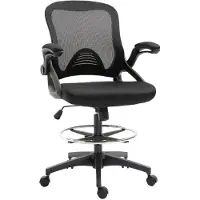 Merax Ergonomische Hoge Bureaustoel met Voetsteun - Verstelbare Sta-Stoel met Opklapbare Armleuningen - Draaibare Werkstoel voor Sta-Bureau - Zwart - 120 kg