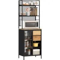 HOMCOM Keukenkast - Spaanplaat - 60x40x180cm - Natuurlijk hout