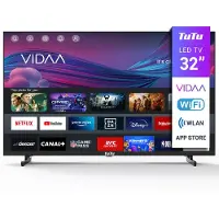Tutu Vidaa TV - LED HD - 32 inch/82 cm - Frameless Design - Tripple Tuner DVB-T/T2/S/S2/C - HDMI x3, USB x2, CI+ - Streaming apps - In Eindhoven geassembleerd - TUV32HQ1B