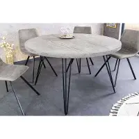 Invicta Ronde eettafel SCORPION 80cm grijs mango massief hout zwarte metalen poten Hairpin Poten Retro - 43663