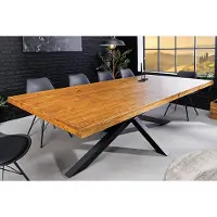 Invicta Massief houten eettafel GALAXIE 200 cm vintage bruin grenen gerecycled industrieel design - 43678