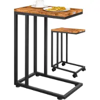 Casaria Bijzettafel Zwart 50x35x65/70cm met Wieltjes