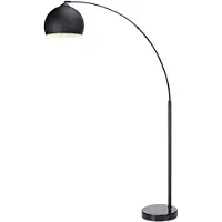 Teamson Home Arquer Booglamp - Zwart Lampenkap - Zwart Marmer Baseren - 170 cm hoog