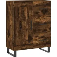 vidaXL Hoge kast 69,5x34x180 cm bewerkt hout gerookt eikenkleurig