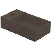 Ink Contra Fontein 40x22cm Vierkante Binnenbak - Met Kraangat - Links - Quartz Beton - 8718835127077 - Rechthoekig - Wastafels, Fonteinen,