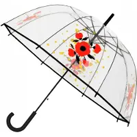 Impliva Transparante Dame Paraplu met Bloemendessin - Automatisch