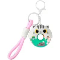 I-Total Sleutelhanger Donuts Witte Kat Keychain Donuts WHITE CAT Plastic and Metal 5.0x5.2x1.8cm