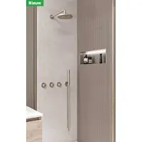 Ivy Aia Nexus Inbouw Regendoucheset 2 Stopkranen Symmetry - 15cm Plafondbuis - 25cm Medium Hoofddouche - Glijstang - Staafhanddouche - Geborsteld Mat - Kranen, Douchekranen, Douchesets, Inbouw douchesets
