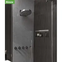 Ivy Aia Pact Inbouw Regendoucheset 3 Stopkranen Symmetry En Halo Hoofddouche - Staafhanddouche - Glijstang - Geborsteld Mat Koper PVD - Messing - Kranen, - Kranen, Douchekranen, Douchesets, Inbouw