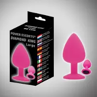 Power Escorts - Diamond King Large Plug - 9,3 cm x 4,1 cm - Roze silicone - BR133L