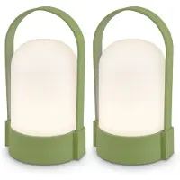 B.K.Licht Asa - Set van 2 Oplaadbare Tafellampen - snoerloze lamp - dimbaar - kampeerlamp - tentlamp - 50 Lm - voor binnen en buiten - 9 x 8 x 15,5 cm - groen