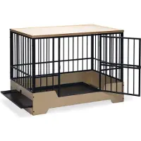 Designed By Lotte Bench Hondenbench Meubel Quirine - Hondenmand - Met lade - Metaal/Hout - XL - 112x73x85 cm