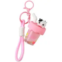 Total Juggling Sleutelhanger Bubble Tea Koe Keychain COW Plastic and Metal 4.0x4.0x7.0cm