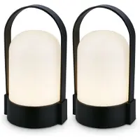 B.K.Licht Asa - Set van 2 Oplaadbare Tafellampen - snoerloze lamp - dimbaar - kampeerlamp - tentlamp - 50 Lm - voor binnen en buiten - 9 x 8 x 15,5 cm - zwart