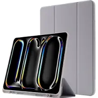 Mobigear Tablethoes geschikt voor Apple iPad Pro 13 Inch (2025) Hoes TPU,Kunstleer | Tri-Fold Gel Bookcase + Stylus Houder - Grijs