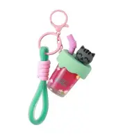 Itotal Sleutelhanger Bubble Tea Grijze Kat Keychain GREY CAT Plastic and Metal 4.0x4.0x7.0cm