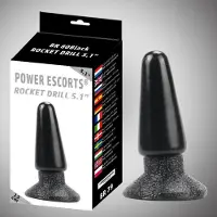 Power Escorts - Rocket Drill - Stevige - Anal Plug - 5.1 Inch / 13 cm - BR80 - Zwart