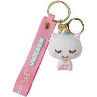 Itotal Sleutelhanger Lanyard EENHOORN Keychain UNICORN Plastic and Metal 4x4.5cm