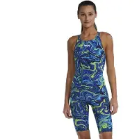 Tyr Tresher Hydrophobic Open Back Competition Swimsuit Blauw 22 Vrouw