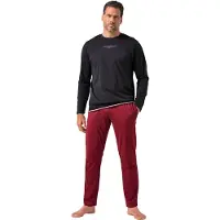 JP 1880 Pyjama lang donkerrood / zwart / wit