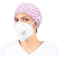 Enfermania Operatiemuts Met Knopen - Voor Lange Haren - Met Leuke Print- Roze Strik - One-size-fits-all - Vrouw - Scrub Cap