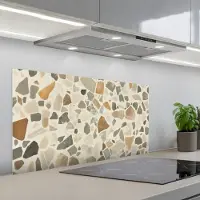 KitchenYeah Spatscherm 100x50 cm - Zelfklevende achterwand Stenen - Terrazzo - Decoratie - Tegels - Keuken muurbeschermer - Spatwand fornuis