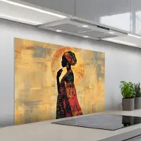 KitchenYeah Spatscherm 100x65 cm - Zelfklevende achterwand Vrouw - Silhouet - Patronen - Sierlijk - Keuken muurbeschermer - Spatwand fornuis