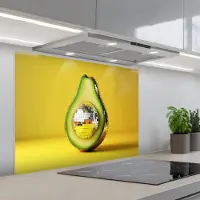 KitchenYeah Spatscherm 80x60 cm - Zelfklevende achterwand Avocado - Discobal - Geel - Glitter - Keuken muurbeschermer - Spatwand fornuis