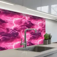 KitchenYeah Keuken achterwand 80x60 cm - Spatscherm zelfklevend Roze - Onweer - Wolken - Muurbeschermer - Spatwand fornuis