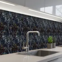 KitchenYeah Keuken achterwand 350x60 cm - Spatscherm zelfklevend Blauw - Graniet print - Donker - Muurbeschermer - Spatwand fornuis