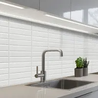KitchenYeah Keuken achterwand 150x60 cm - Spatscherm zelfklevend Metro - Tegels - Wit - Muurbeschermer - Spatwand fornuis