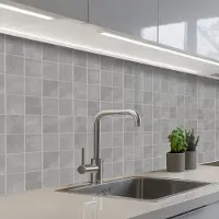 KitchenYeah Keuken achterwand 300x80 cm - Spatscherm zelfklevend Mat - Wand - Tegels - Grijs - Muurbeschermer - Spatwand fornuis