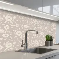 KitchenYeah Keuken achterwand 100x60 cm - Spatscherm zelfklevend Bloemen - Blaadjes - Patroon - Muurbeschermer - Spatwand fornuis