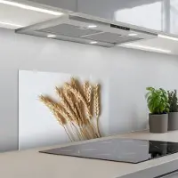 KitchenYeah Spatscherm 60x40 cm - Zelfklevende achterwand Graan - Geel - Wit - Stilleven - Keuken muurbeschermer - Spatwand fornuis
