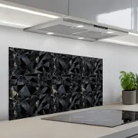 KitchenYeah Spatscherm 100x50 cm - Zelfklevende achterwand Driehoeken - Abstract - Donker - Keuken muurbeschermer - Spatwand fornuis