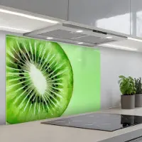 KitchenYeah Spatscherm 90x60 cm - Zelfklevende achterwand Kiwi - Groen - Fris - Keuken muurbeschermer - Spatwand fornuis