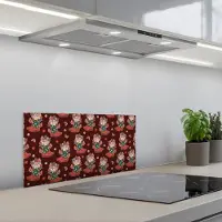 KitchenYeah Spatscherm 70x30 cm - Zelfklevende achterwand Donker - Cowboy - Laars - Patroon - Keuken muurbeschermer - Spatwand fornuis
